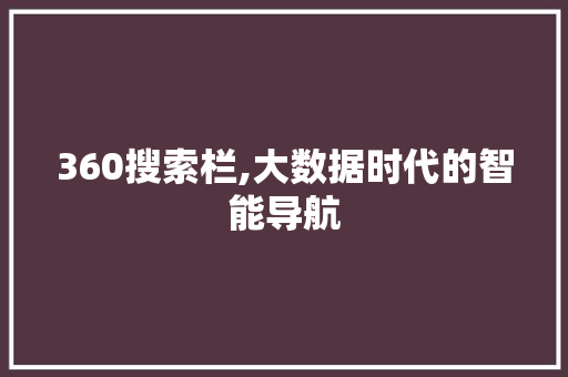 360搜索栏,大数据时代的智能导航