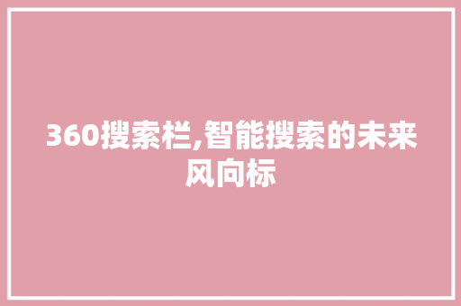 360搜索栏,智能搜索的未来风向标