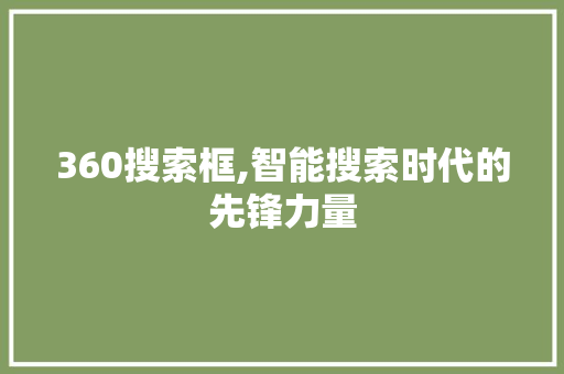 360搜索框,智能搜索时代的先锋力量