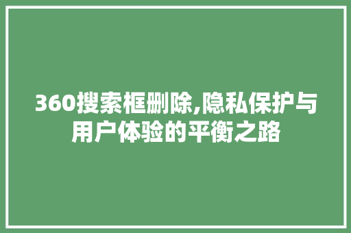 360搜索框删除,隐私保护与用户体验的平衡之路