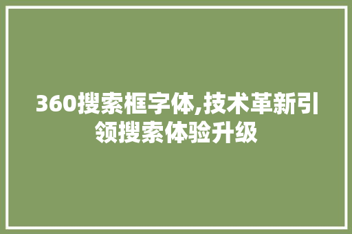 360搜索框字体,技术革新引领搜索体验升级