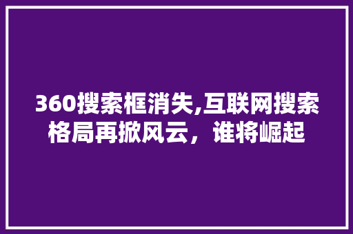 360搜索框消失,互联网搜索格局再掀风云，谁将崛起