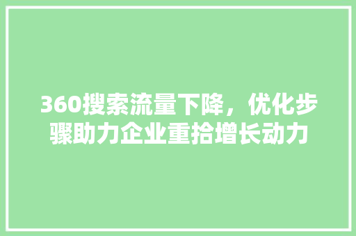 360搜索流量下降，优化步骤助力企业重拾增长动力