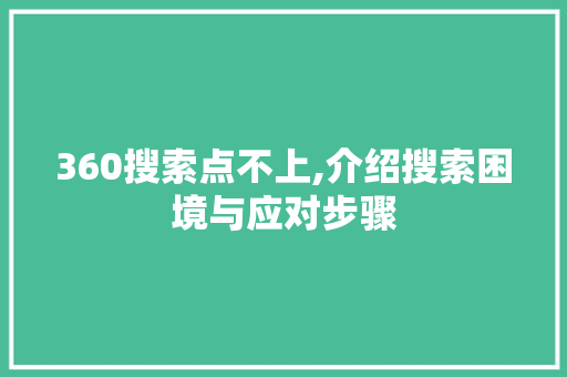 360搜索点不上,介绍搜索困境与应对步骤