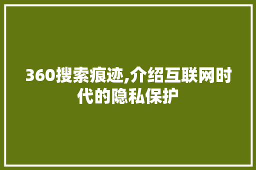 360搜索痕迹,介绍互联网时代的隐私保护