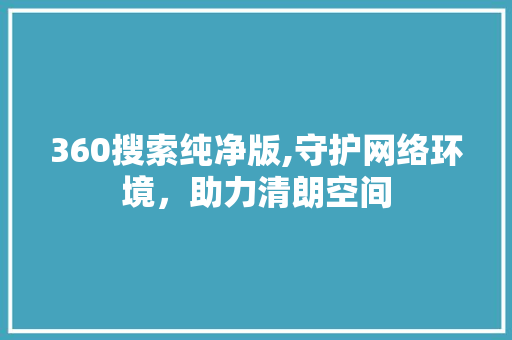 360搜索纯净版,守护网络环境，助力清朗空间