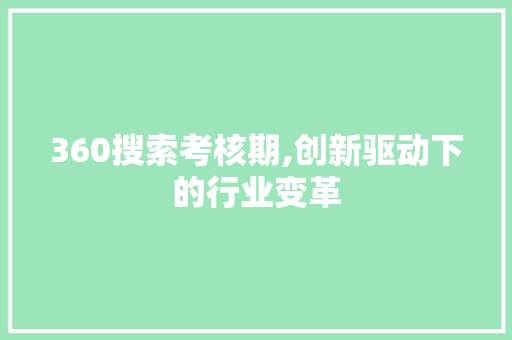 360搜索考核期,创新驱动下的行业变革