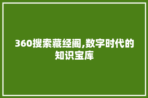 360搜索藏经阁,数字时代的知识宝库