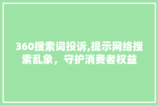 360搜索词投诉,提示网络搜索乱象，守护消费者权益