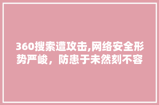 360搜索遭攻击,网络安全形势严峻，防患于未然刻不容缓