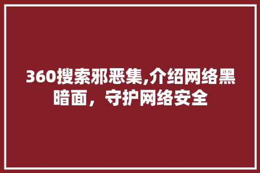 360搜索邪恶集,介绍网络黑暗面，守护网络安全