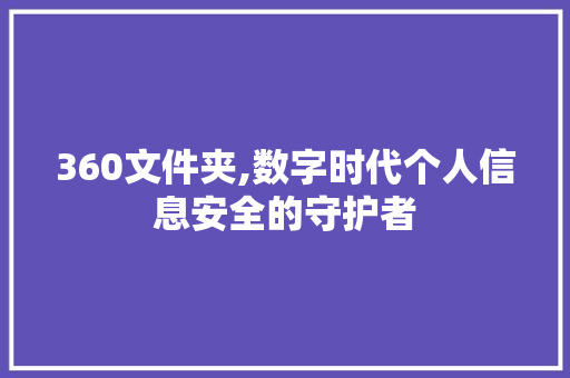 360文件夹,数字时代个人信息安全的守护者