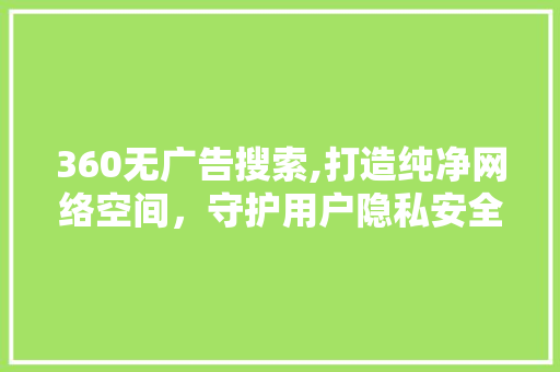 360无广告搜索,打造纯净网络空间，守护用户隐私安全