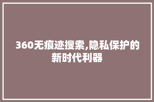 360无痕迹搜索,隐私保护的新时代利器