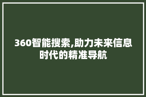 360智能搜索,助力未来信息时代的精准导航