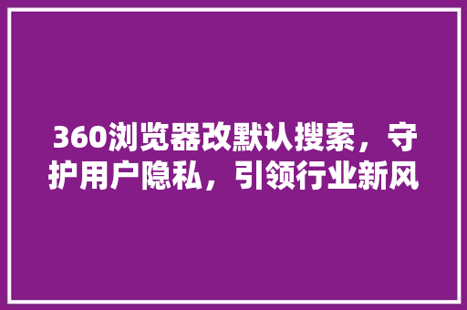 360浏览器改默认搜索，守护用户隐私，引领行业新风向