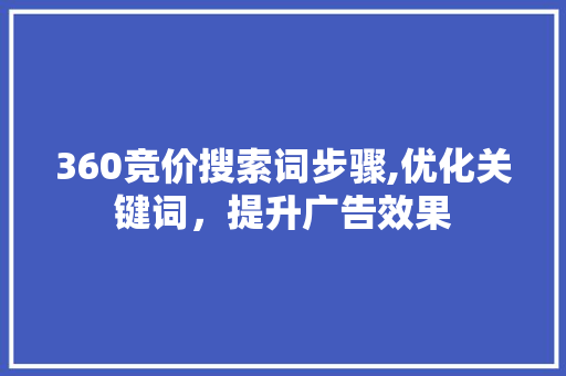 360竞价搜索词步骤,优化关键词，提升广告效果