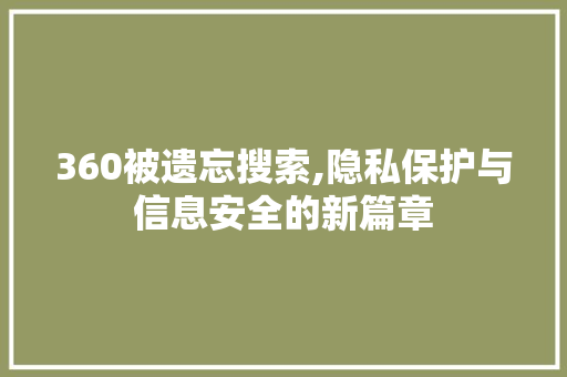 360被遗忘搜索,隐私保护与信息安全的新篇章