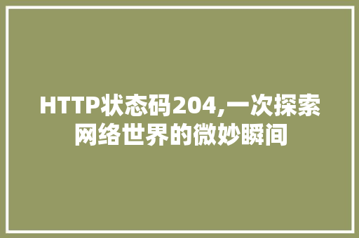 HTTP状态码204,一次探索网络世界的微妙瞬间