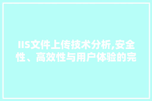 IIS文件上传技术分析,安全性、高效性与用户体验的完美融合