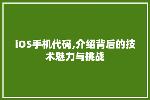 iOS手机代码,介绍背后的技术魅力与挑战