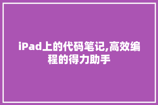 iPad上的代码笔记,高效编程的得力助手