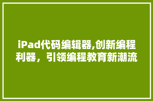 iPad代码编辑器,创新编程利器，引领编程教育新潮流