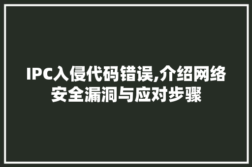 IPC入侵代码错误,介绍网络安全漏洞与应对步骤