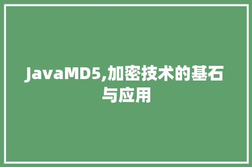 JavaMD5,加密技术的基石与应用