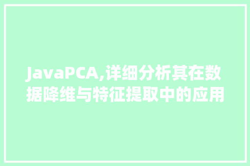 JavaPCA,详细分析其在数据降维与特征提取中的应用