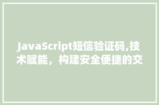 JavaScript短信验证码,技术赋能，构建安全便捷的交互体验