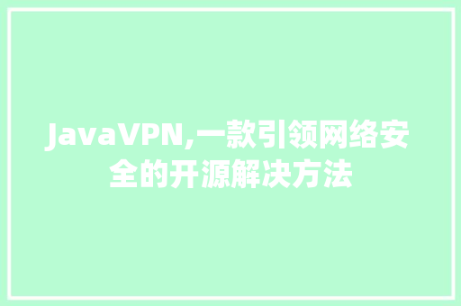 JavaVPN,一款引领网络安全的开源解决方法