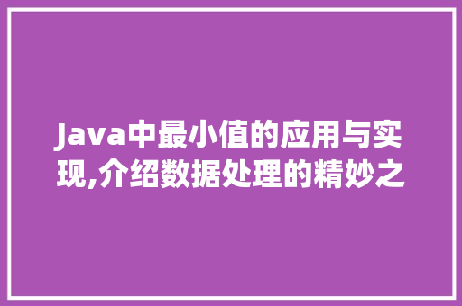 Java中最小值的应用与实现,介绍数据处理的精妙之处