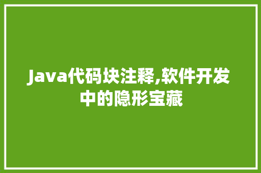 Java代码块注释,软件开发中的隐形宝藏