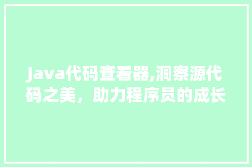 Java代码查看器,洞察源代码之美，助力程序员的成长之路