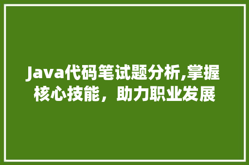 Java代码笔试题分析,掌握核心技能，助力职业发展