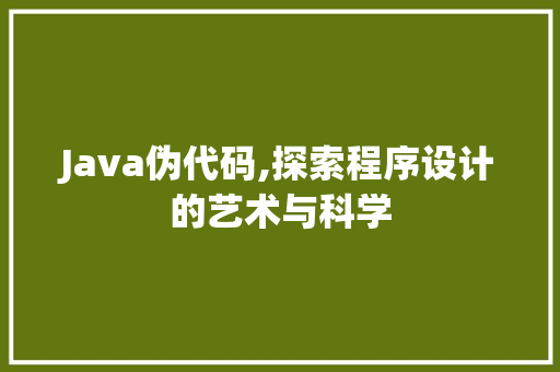 Java伪代码,探索程序设计的艺术与科学