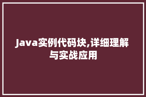 Java实例代码块,详细理解与实战应用