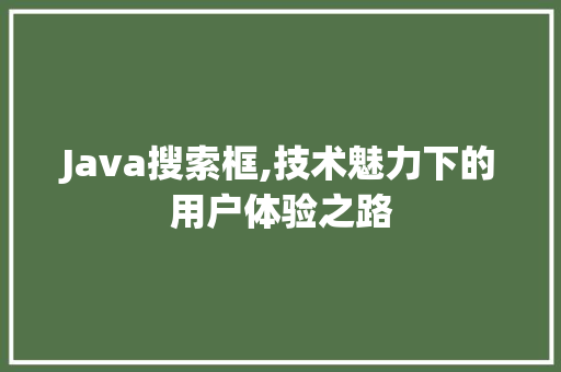 Java搜索框,技术魅力下的用户体验之路