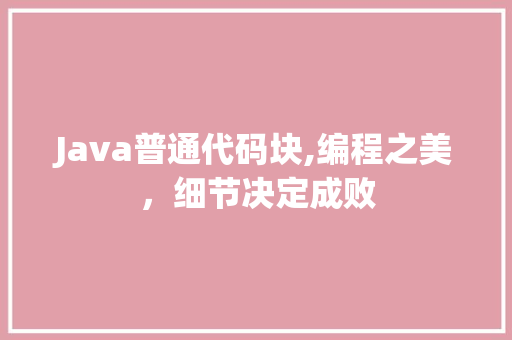 Java普通代码块,编程之美，细节决定成败