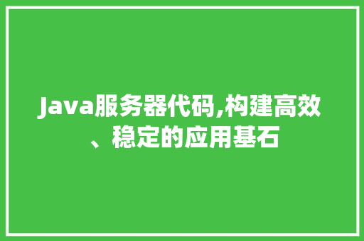 Java服务器代码,构建高效、稳定的应用基石