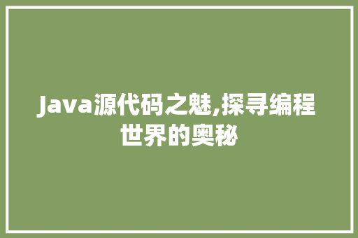 Java源代码之魅,探寻编程世界的奥秘