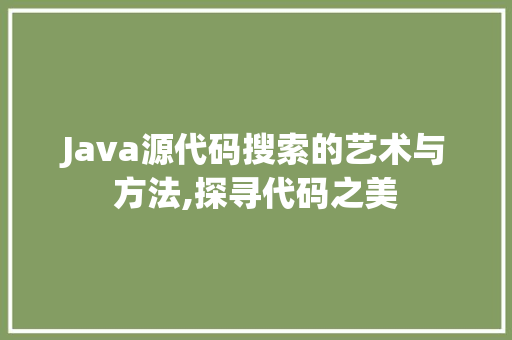 Java源代码搜索的艺术与方法,探寻代码之美