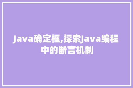 Java确定框,探索Java编程中的断言机制