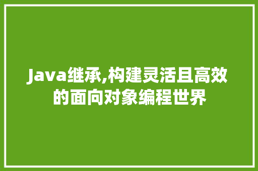 Java继承,构建灵活且高效的面向对象编程世界