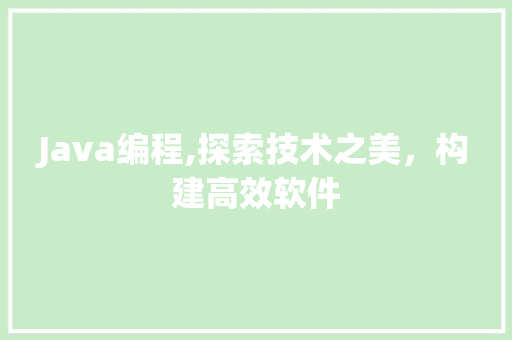 Java编程,探索技术之美，构建高效软件