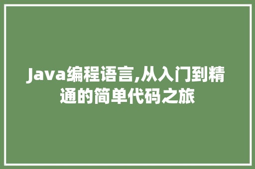 Java编程语言,从入门到精通的简单代码之旅