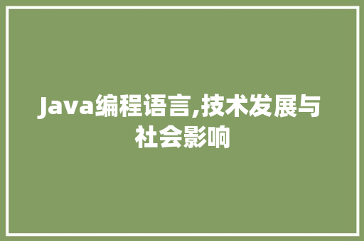 Java编程语言,技术发展与社会影响