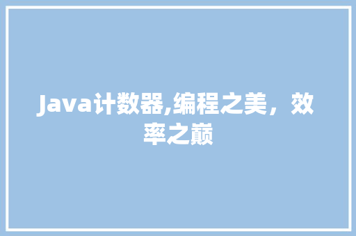 Java计数器,编程之美，效率之巅