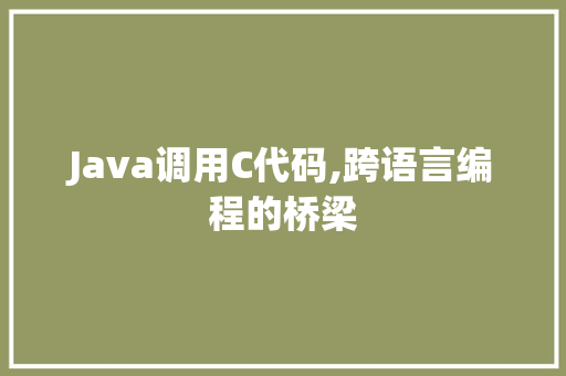 Java调用C代码,跨语言编程的桥梁